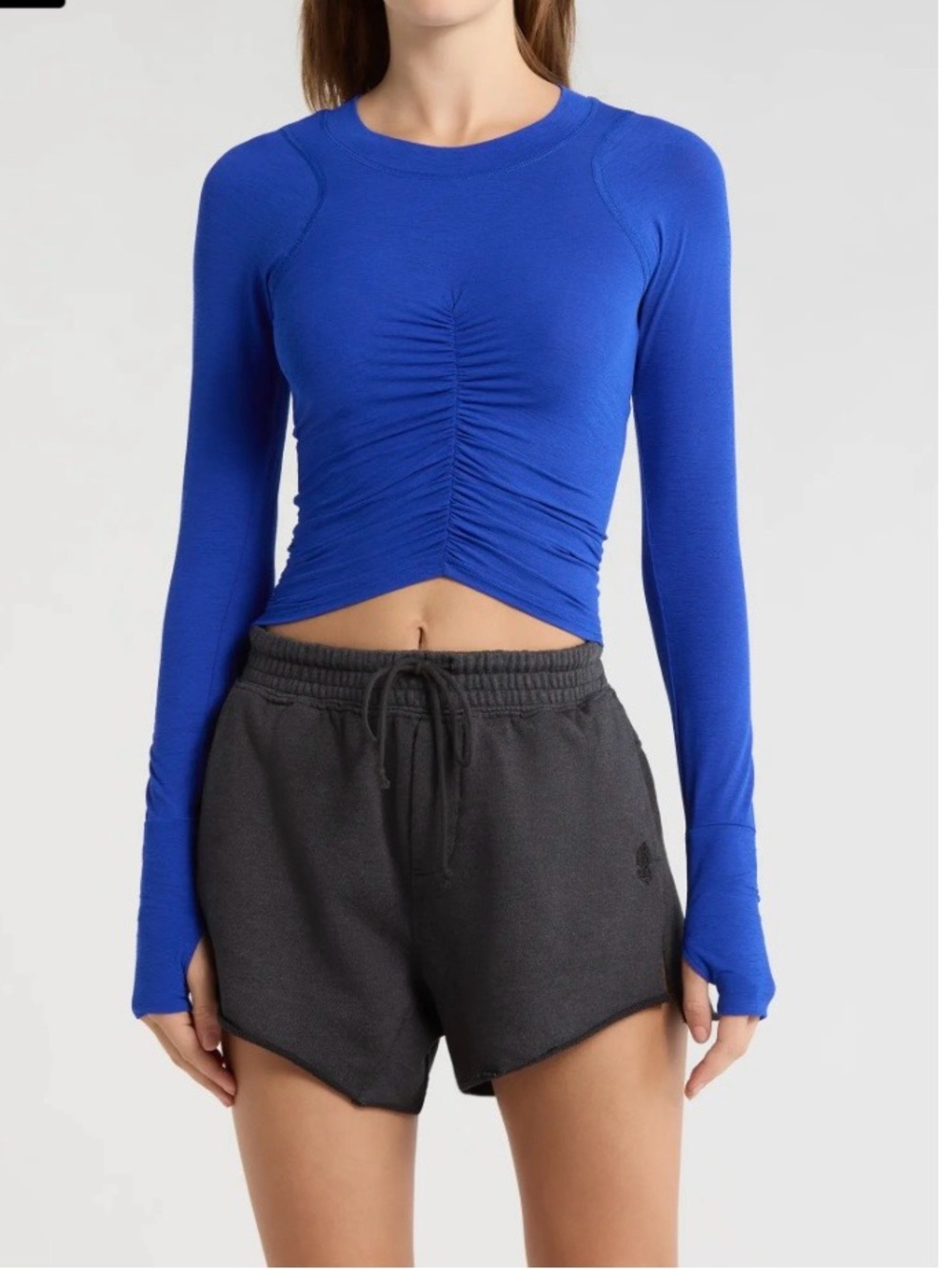 FP Movement Tempo Ruched Long Sleeve T-Shirt Nordstrom NEW Electric Shock Sz L